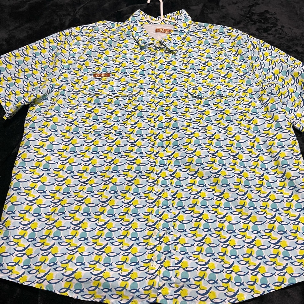 Men's Patterned Shirt - Blue and Yellow